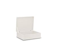 Pinus Caisse en Bois avec Couvercle 40x30x13,5 cm Fermoir Blanc | Bois de pin et contreplaqué, sans poignées, anti-poussière, pour photos déco loisirs créatifs, empilable, poncé lisse