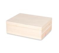 Pinus Caisse en Bois avec Couvercle 40x30x13,5 cm Fermoir Sans Poignées | Bois de pin et contreplaqué, anti-poussière, pour photos déco loisirs créatifs, empilable, poncé lisse, rangement robuste