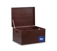 Pinus Caisse en Bois avec Couvercle 40x30x23 cm avec Poignées Marron | Bois de pin et contreplaqué, anti-poussière, pour photos déco loisirs créatifs, empilable, rangement robuste