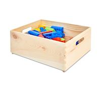 Pinus Caisse en Bois Sans Couvercle 40x30x13,5 cm Boîte de Rangement | Bois de pin, conception ouverte, loisirs créatifs déco cadeau, rangement livres textiles, empilable, poncé lisse