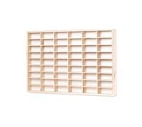 Pinus Vitrine de Collection en Bois 60x5x40 cm 54 Compartiments Naturel | Bois de pin, pour figurines photos collections, profondeur 5 cm, étagère murale, compartiments structurés