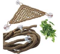 PINVNBY Hamac à motif de dragon barbu pour reptile, feuilles de lézard, décoration d'habitat, accessoire de décoration pour plantes grimpantes artificielles avec ventouses pour gecko caméléon