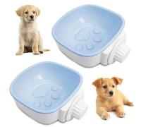 PINVNBY Lot de 2 mangeoires amovibles pour chien, niche et eau pour chiot, chat, lapin (bleu)