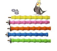 PINVNBY Lot de 5 perchoirs à mâcher pour perroquets - Bâton en bois naturel - Surface rugueuse - Jouet à mâcher pour cacatoès, cacatoès, loriquet, perruche - Couleur aléatoire