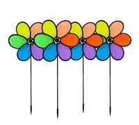 Pinwheels for Kids, Rainbow Flower Windmill, 360° Rotating Lawn Ornament, 9.4x21.3 inches Whimsical Gardening Decoration, Fairy Garden Accessory, Outdoor Play Area, Colorful