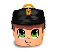 Pinypon Action - Conteneur de Police Exclusif | Grande Tête Pinypon, boîte avec Compartiments pour Accessoires et Figurines, Comprend 4 poupées de différentes Professions