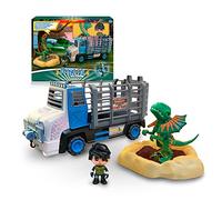Pinypon Action - Dilophosaurus Dinosaur Rescue | Ensemble Comprenant Un Camion-Jouet, Une Figurine d'explorateur, Une poupée Dino Qui crache de l'eau