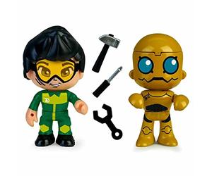 Pinypon Action - Ensemble de Figurines, inventeur mécanique maléfique et Robot Dangereux, Accessoires Inclus, pour Enfants à partir de 4 Ans