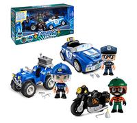 Pinypon Action - Pack Véhicules avec Quad, Voiture et Moto, et 3 Figurines différentes | 2 poupées policières et Un Voleur, Jouet Exclusif, pour garçons et Filles à partir de 3 Ans