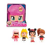 Pinypon Super Star Édition Exclusive de Pinypon avec 4 Figurines, conteneur avec Compartiments pour Ranger des Accessoires, Figurines avec coiffures et Tenues stylées, pour Enfants à partir de 4 Ans,