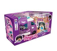Pinypon - Terrific Van | Caravane Violette, se transforme en Bateau avec Toboggan, Accessoires phosphorescents et 2 Planches de Surf, 1 Figurine de Maman, à partir de 4 Ans