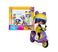 Pinypon TOP Moto Girl, Personnage avec Bras et Jambes articulés, avec Moto, Comprend Un Casque et des Charles, vêtements et Chaussures interchangeables, Double Expression, +4 Ans, célèbre (PNN03000)