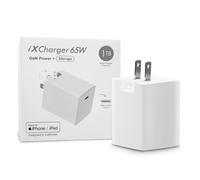 Piodata Chargeur USB USB-C : 1 To certifié Apple MFi pour iPhone, iPad, Android, ordinateur portable, MacBook, stockage de sauvegarde, charge rapide 65 W, mémoire externe, adaptateur d'alimentation PD