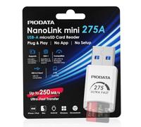 Piodata NanoLink Mini USB-A Micro SD Card Reader Adapter, Blanc, 250 Mo/s | UHS-I DDR275 ; jusqu'à 250/150 Mo/s en lecture/écriture ; stockage USB 3.2 Gen 1 OTG pour PC/Mac, téléviseurs