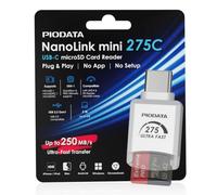 Piodata NanoLink Mini USB-C Micro SD Card Reader Adapter, Blanc, 250 Mo/s | UHS-I DDR275 ; jusqu'à 250 Mo/s en lecture et 150 Mo/s en écriture ; sans application ni pilote ; USB-C iPhone, iPad, Android