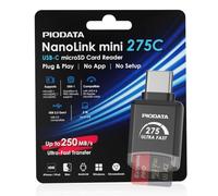 Piodata NanoLink Mini USB-C Micro SD Card Reader Adapter, Noir, 250 Mo/s | UHS-I DDR275 ; jusqu'à 250 Mo/s en lecture et 150 Mo/s en écriture ; sans application ni pilote ; USB-C iPhone, iPad, Android