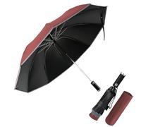 Pioggistar Parapluie inversé, Parapluie Pliant Automatique 10 Baleines pour Homme et Femme, Equipé d'une Lampe de Poche, Anti Vent, Anti Tempete, Diamètre 105 cm, Rouge