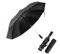 Pioggistar Parapluie inversé, Parapluie Pliant Automatique 10 Baleines pour Homme et Femme, Equipé d'une Lampe de Poche, Anti Vent, Anti Tempete, Diamètre 105 cm, Noir