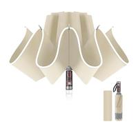 Pioggistar Parapluie inversé, Parapluie Pliant Automatique 10 Baleines pour Homme et Femme, Parapluie Mécanique Anti Vent, Anti Tempete, Diamètre 105 cm, Beige
