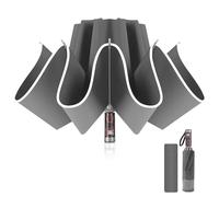 Pioggistar Parapluie inversé, Parapluie Pliant Automatique 10 Baleines pour Homme et Femme, Parapluie Mécanique Anti Vent, Anti Tempete, Diamètre 105 cm, Gris