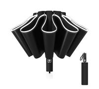 Pioggistar Parapluie Pliant Automatique, Parapluie inversé 10 Baleines pour Homme et Femme, Parapluie Diamètre 105 cm, Anti Vent, Anti Tempete, Noir