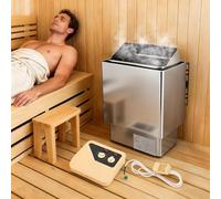 PioMue Poêle de Sauna électrique en Acier Inoxydable, pour Sauna Sec, avec Commande Externe, minuterie 0-180 Min, Plage de température 0-100 °C, idéal pour Un Spa à Domicile ou Un Sauna 380V-9KW