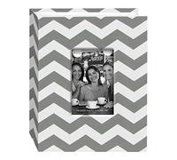Pioneer Albums Photo Chev-100 Chevron Tissu Cadre Album Photo avec 100 Pochettes Tenir, 10,2 x 15,2 cm, Gris/Blanc