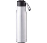 Pioneer Bouteille 500 ml argent mat métallisé, acier inoxydable, bouteille isotherme sous vide, étanche, garde les boissons chaudes ou froides