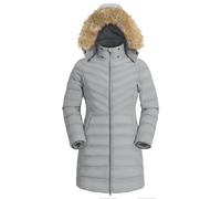 Pioneer Camp Doudoune Femme Hiver Chaude Manteau Long pour Femmes avec Capuche et ZippéE Poche Coupe-vent Imperméable Veste Matelassée Parka Manteau pour Hiver（Gris Clair;XXL