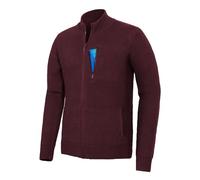 Pioneer Camp Homme Cardigan Automne Hiver Gilet Ouvrez-Front Zipp Manche Longue en Maille Chaud Col Droit Tricoté Veste avec 3 Poches Bordeaux Rouge L