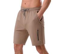 Pioneer Camp Short de sport court décontracté pour homme - En coton - Taille élastique - Avec fermeture éclair - 17,8 cm, a-kaki, XL