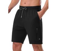 Pioneer Camp Short de sport court pour homme - En coton - Avec poche zippée - Pour l'été - Décontracté - 17,8 cm, a-noir, XXL