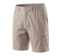 Pioneer Camp Short pour homme, fonctionnel, résistant, imperméable, avec taille élastique confortable et poche latérale zippée pour les loisirs, la nature, kaki, M