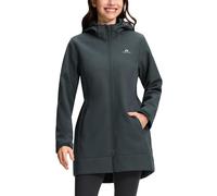 Pioneer Camp Softshell femme longue-vestes de randonnée softshell avec capuche-Imperméable et coupe-vent-Taille réglable-Parka de pluie avec fermeture éclair-Poches pour la randonnée（Gris Foncé;L
