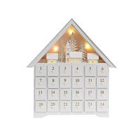 Pioneer Effort Calendrier de l'Avent en bois blanc avec 24 tiroirs et lumières LED (grand) 40,6 x 45,7 x 6,8 cm)