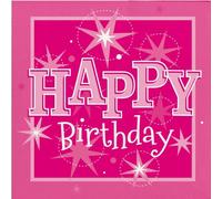 Pioneer Europe - Serviettes en papier, Happy Birthday paquet de 20 - 2 plis, papier SG27348 (taille unique) (Rose)