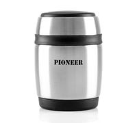 Pioneer Flasque boîte isotherme avec culière à double paroi pour Soupe et/ou Nourriture en acier inoxydable 18/10 - 0,38L, argent, 8 heures chaud/ froid, antifuite