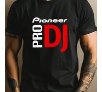 Pioneer PRO DJ (manches courtes), T-shirt col rond homme, 220 g/m², pour l'été, en pur coton, manches courtes (1 pièce) T-shirt homme à col rond et manches courtes, décontracté, imprimé, confortable,