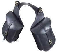 PIONEER Sacs de Selle en Cuir pour Chevaux - Idéaux pour l'Équitation, la Randonnée et les Balades à Cheval - Conception Arrière en Forme de Banane - Résistants et Confortables - Noir