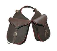 PIONEER Sacs de Selle pour Chevaux en Cuir et Tissu - Idéaux pour l'Équitation, la Randonnée et les Balades à Cheval - Design Frontal - Robustes et Confortables - Noir