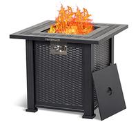 PioneerWorks 50000BTU Table de foyer rectangulaire au propane de 71,1 cm avec couvercle, surface de clôture en acier robuste et en fer, certifiée CSA, compagnon pour votre jardin