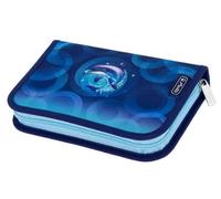 Herlitz Trousse d'écolier Dolphin Ride - 2 rabats, 31 pièces, organiseur, Bleu marine