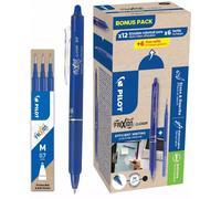 Pióro Kulkowe Pilot CLICKER Niebieski 12 Sztuk + Wkłady FRIXION Niebieskie Pilot