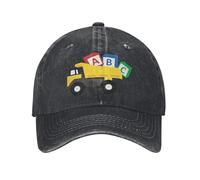 PIORUJK ABC Construction Camions Excavatrice Casquette De Baseball en Détresse Chapeaux Lavés Casquette Vintage Activités de Plein air Déstructurée Soft Sun Cap