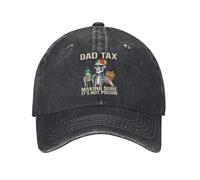PIORUJK Papa Impôt S’Assurer Que ce n’est Pas Poison Casquette de Baseball Hommes Femmes Denim Vieilli Lavé Couvre-Chef Squelette Entraînements Chapeau réglable