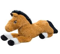 Peluche géante cheval lucky - made in france marron et noir TU