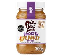 Pip & Nut - Beurre de cacahuète lisse (6 x 300 g) | Beurre de noix naturel, sans huile de palme, sans sucre ajouté, cacahuètes hautement oléiques, riche en graisses insaturées, sans gluten, végétalien, sans produits laitiers