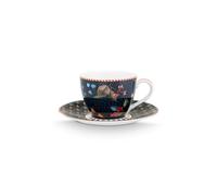 PIP STUDIO Berry Blues Tasse à expresso avec inscription « M.U. » Bleu 120 ml
