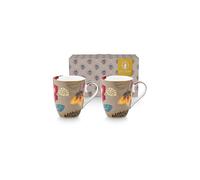 PIP STUDIO Ensemble de 2 tasses à anse 350 ml Large BLOOMING TALES Fantasy Kaki camel