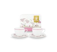 Pip Studio Jolie Dots Lot de 2 tasses avec soucoupe, doré/rose, 280 ml